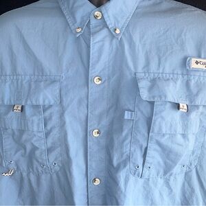 Columbia Bahama Fishing Shirt Large
 Men's Sky Blue Casual Shirt